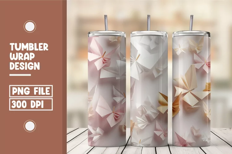 3D Paper Cut Tumbler Wrap Design