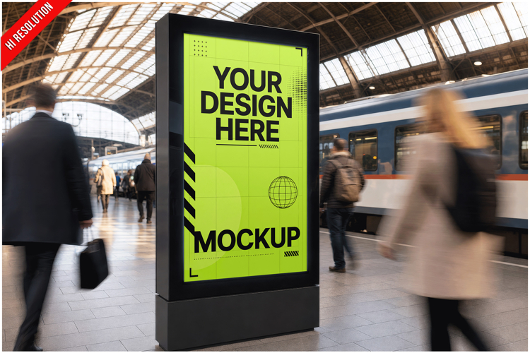 Billboard Train Station Mockup