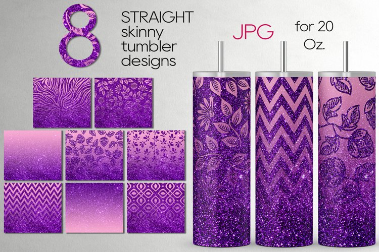 Floral glitter Skinny tumbler design| Sublimation bundle example image 1