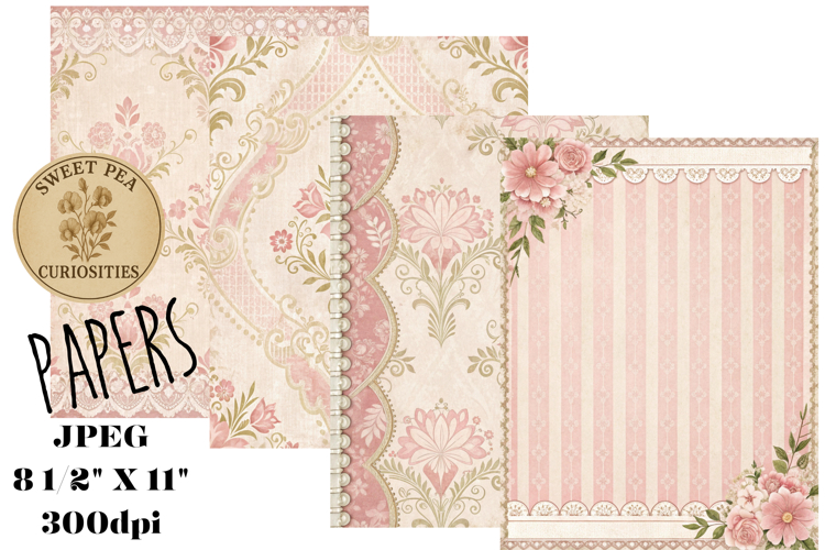 Shabby Chic, Pink, Paper, Floral, Papers, Junk Journal
