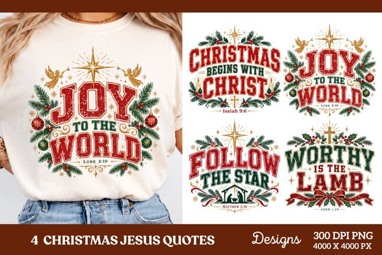4 Christian Christmas PNG Designs, 4 Bible Verse Christmas P example image 1