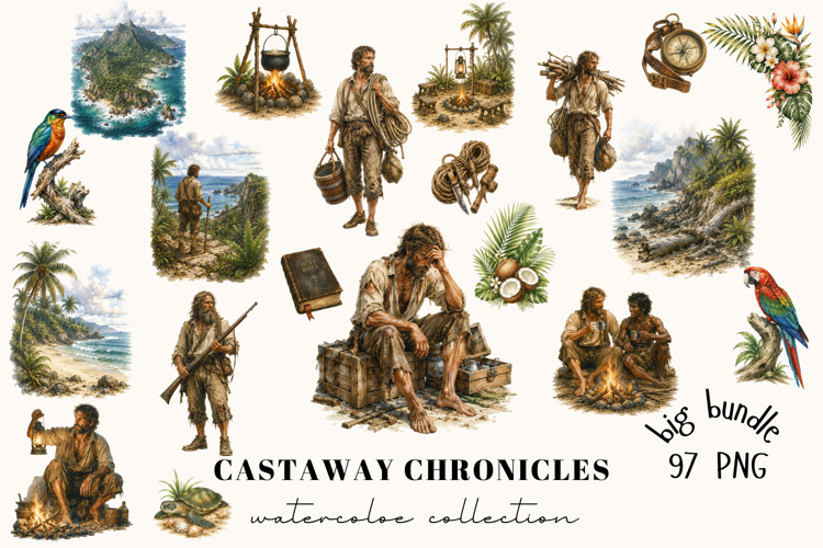 Castaway Survival Adventure Clipart