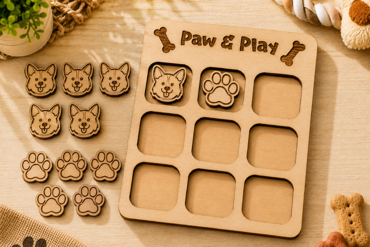Dog Tic Tac Toe Laser Cut SVG example image 1