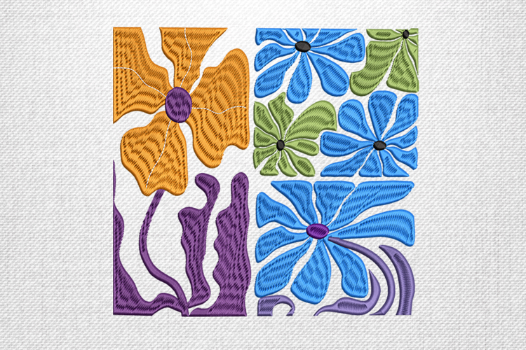 Multicolor Patchwork Floral Embroidery Design File