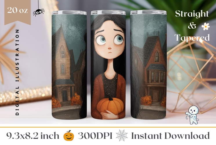 Cartoon Halloween Tumbler, Cute Halloween Girl PNG