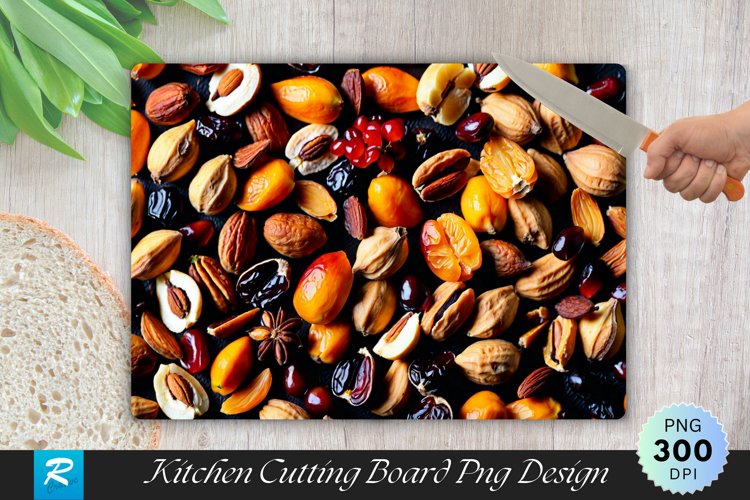Dry Fruits Background Cutting Board Sublimation Design