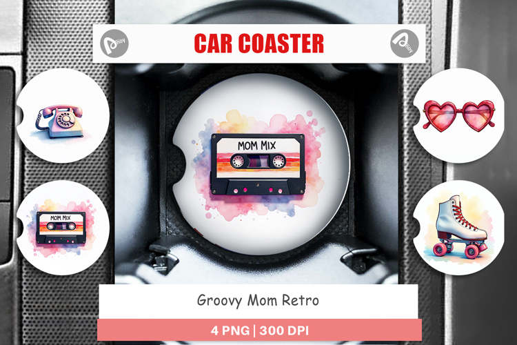 Groovy Mom Retro Car Coaster