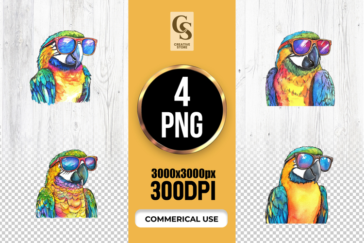 Colorful Parrot Sunglasses Clipart PNG