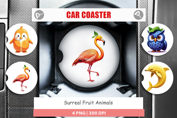 Car Coaster Surreal Fruit Animals