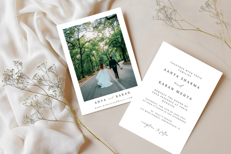 Minimalist Photo Wedding Invitation Template | Modern