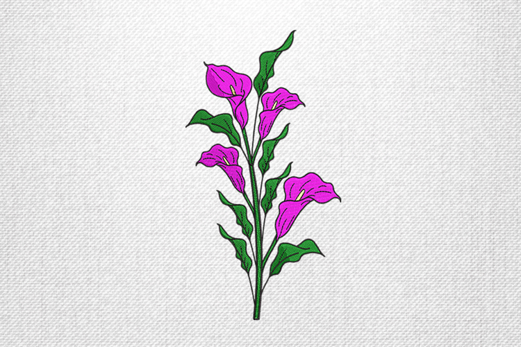 Elegant Pink Flower Stem Embroidery Design