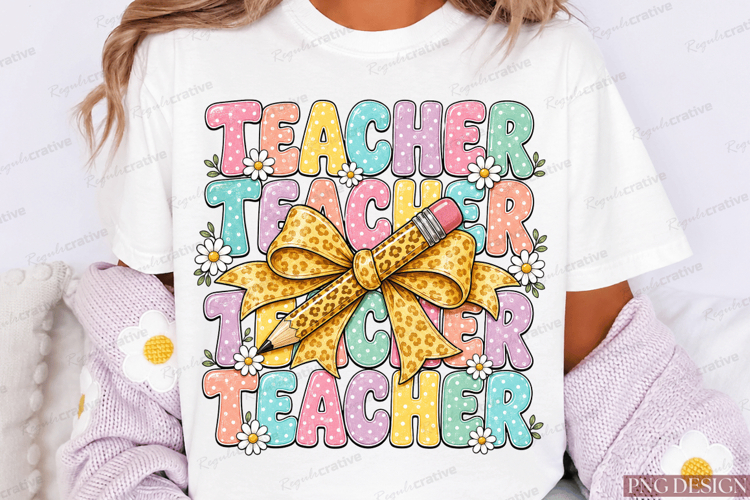 Coquette Teacher Sublimation Design
