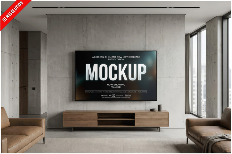 Concrete Wall Television Mockup example image 1