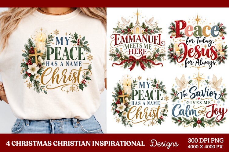 4 Christian Christmas PNG Designs, 4 Christian Inspirational example image 1