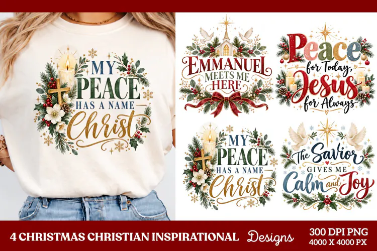 4 Christian Christmas PNG Designs, 4 Christian Inspirational