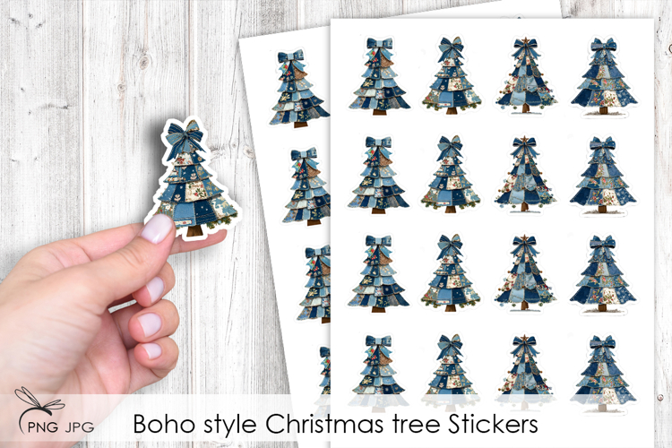 Boho style Christmas tree stickers- 4 Variations