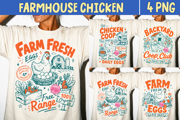 Farmhouse Chicken PNG, Farm Fresh Eggs Funny Farm Girl