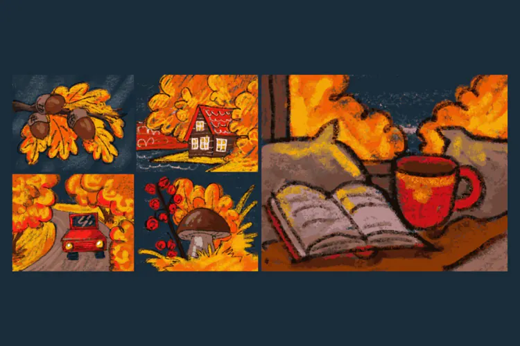 Cozy Hand Drawn Autumn Scenes and Fall Elements