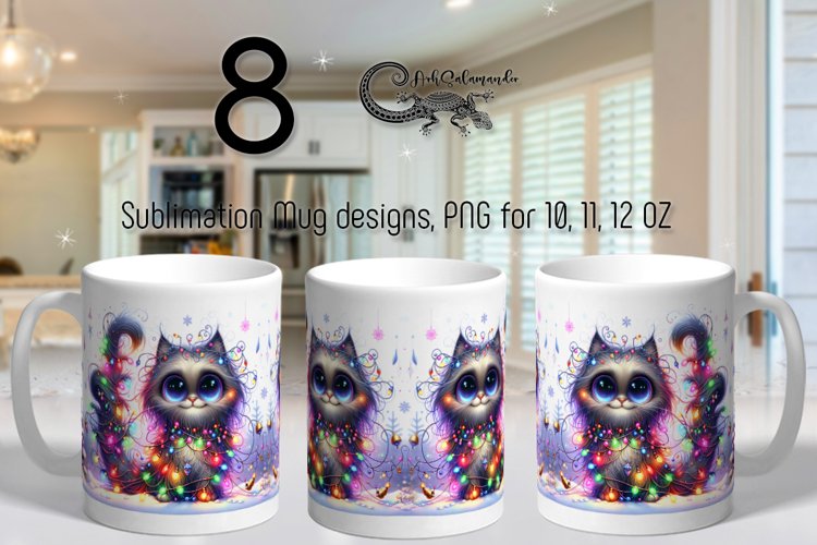 Christmas cat   dog | 8 funny Sublimation Mug designs PLUS