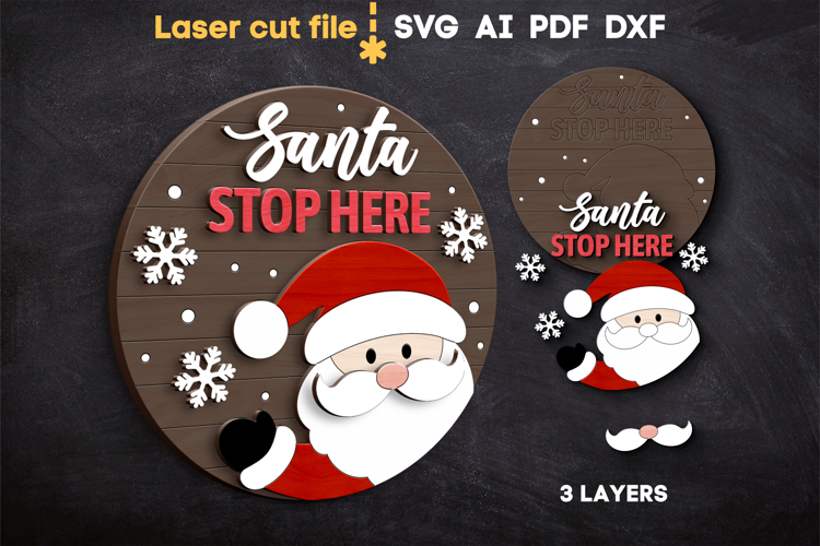 Christmas Santa SVG laser cut file for Glowforge