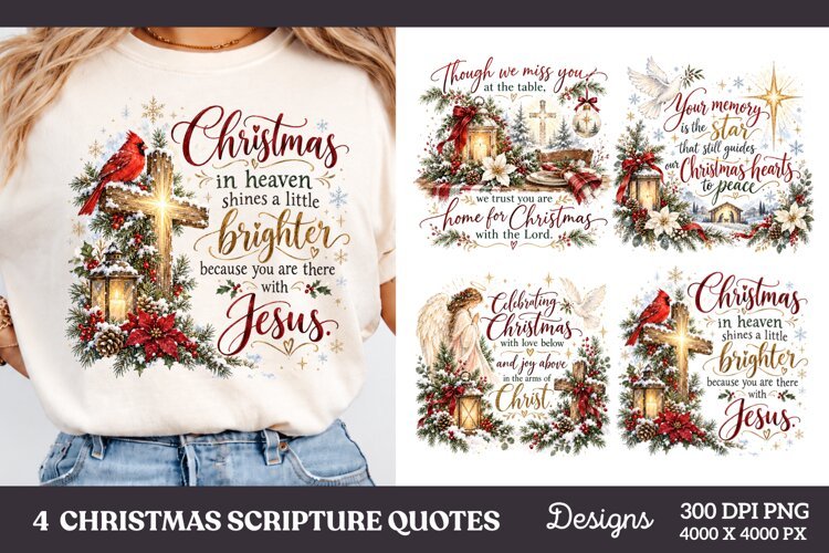 4 Christmas Scripture PNG Designs, 4 Christian Nativity Quot example image 1