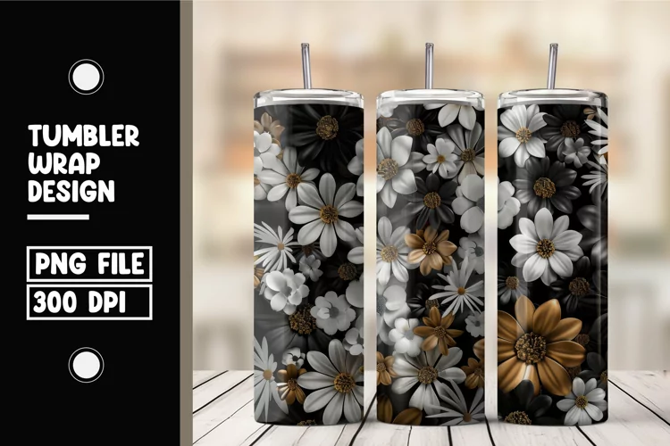 3d flower tumbler wrap sublimation