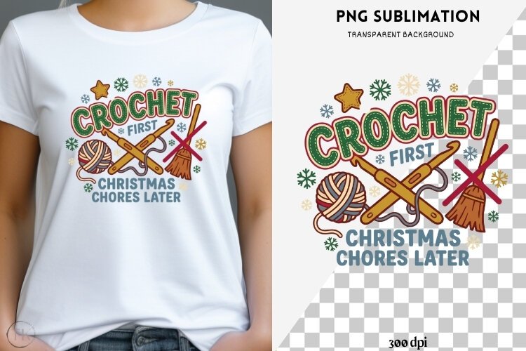 Christmas crochet png design for T-shirts example image 1