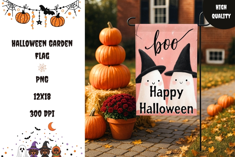 Welcome Garden Flag, Boo Halloween Garden Flag Template