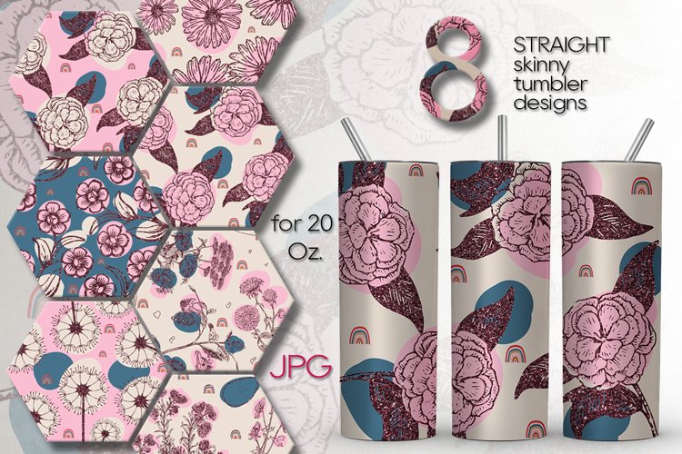 Boho Modern Flowers | 8 Skinny Tumbler Sublimation designs