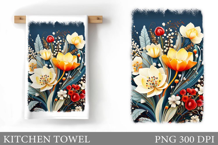 Flowers Kitchen Towel. Floral Kitchen Towel Design example image 1