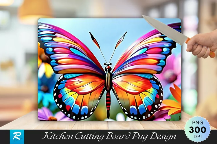 3D Butterfly Cutting Board Sublimation Design