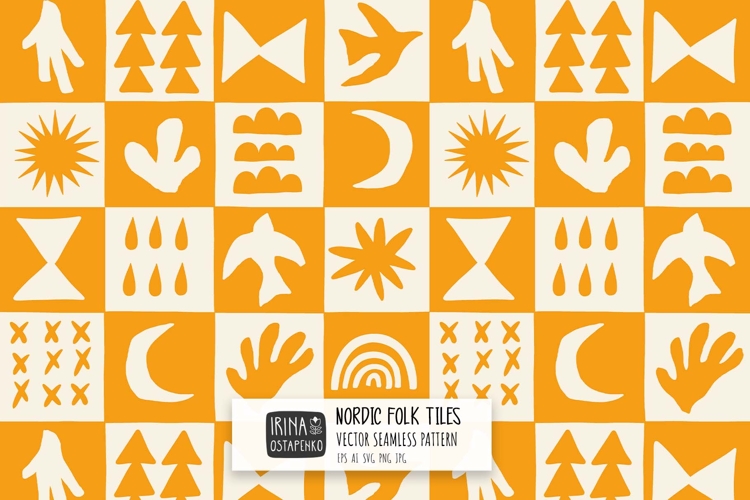 Nordic Folk Symbols Checkerboard