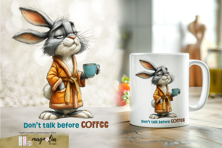 Dont talk before coffee mug wrap sublimation png