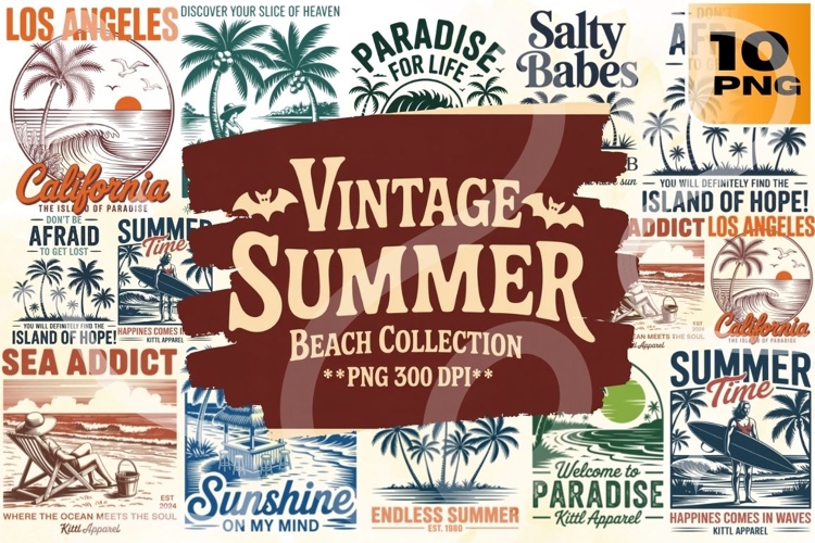 Vintage Summer Beach PNG Pack
