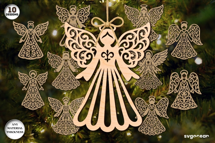 Christmas Angels Ornament Bundle | Laser Cut | SVG
