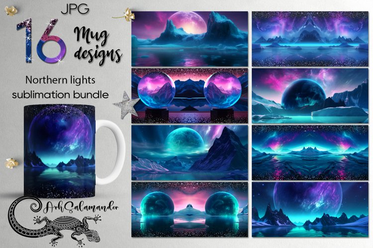 Northern Lights | Christmas Sublimation Mug design bundle