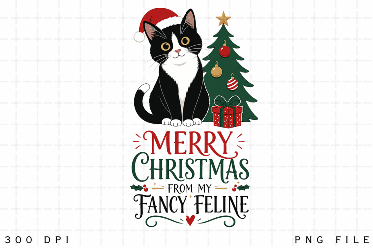 Tuxedo Cat Christmas PNG, Merry Christmas From My Fancy