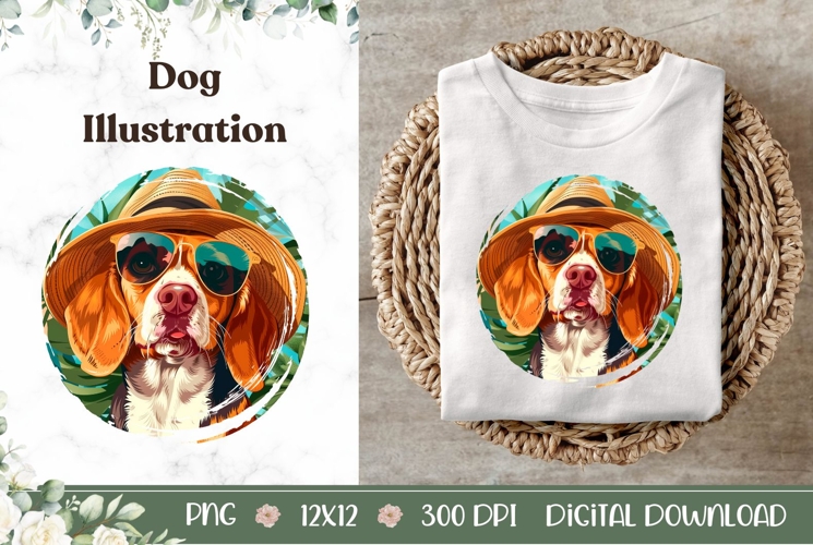 Funny Beagle Dog Illustration, Summer Beagle Dog PNG