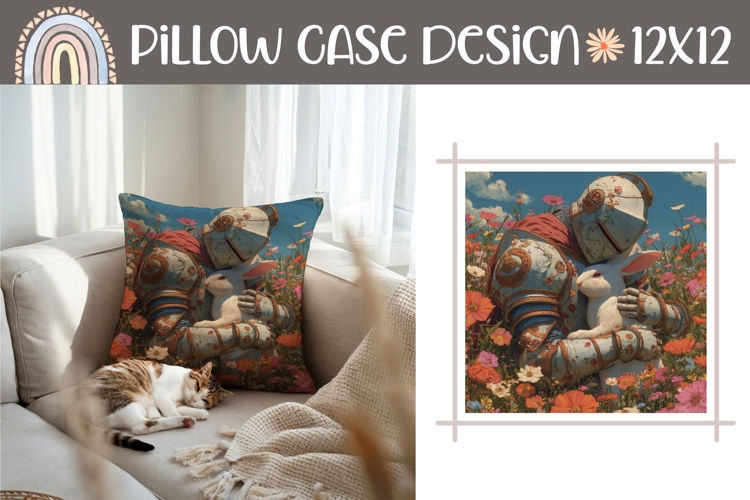 Floral Pillow PNG, Knight Pillow Sublimation