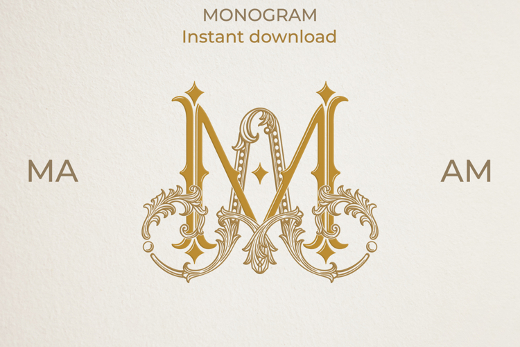 MA AM Wedding Monogram Logo | Elegant Initials Vector