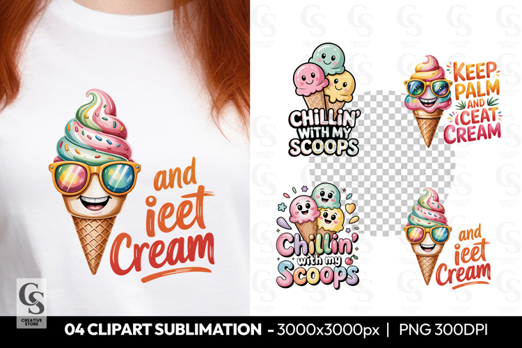 I Need Ice Cream Cute Summer Clipart Sublimation PNG