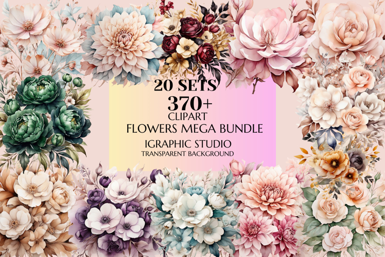 Flowers Mega Clipart Bundle, Floral Clipart, Huge Bundle
