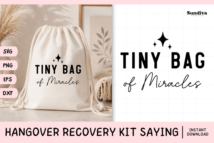 Funny Hangover Kit Saying SVG | Tiny Bag Of Miracles