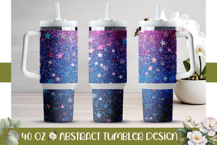 Blue Glitter Tumbler Design, Glitter 40 Oz Tumbler Template