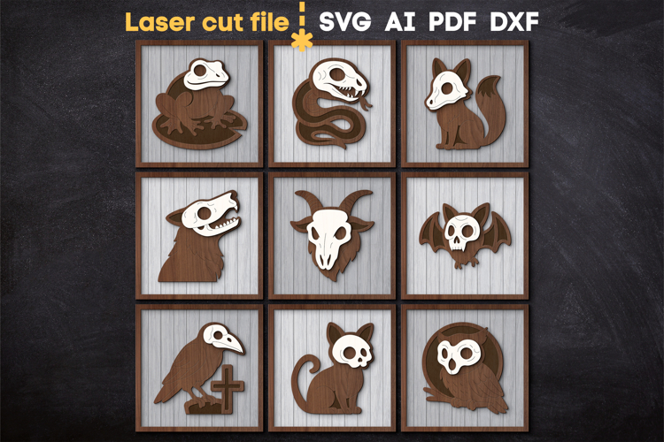 Halloween Animal Skulls SVG laser cut files for Glowforge