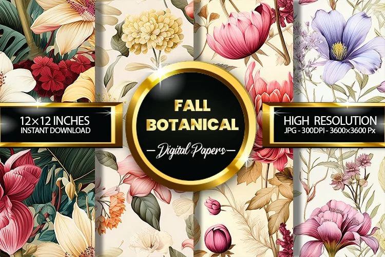 Fall Botanical Digital Papers - 04 Variations