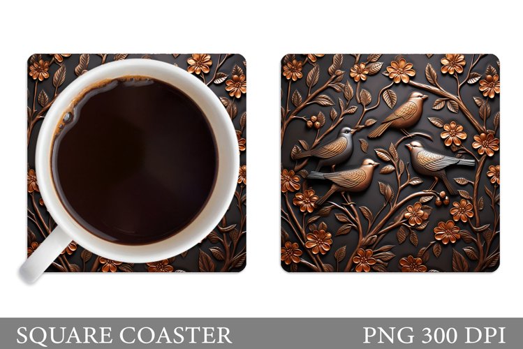 Birds Square Coaster Design. Birds Coaster Sublimation example image 1