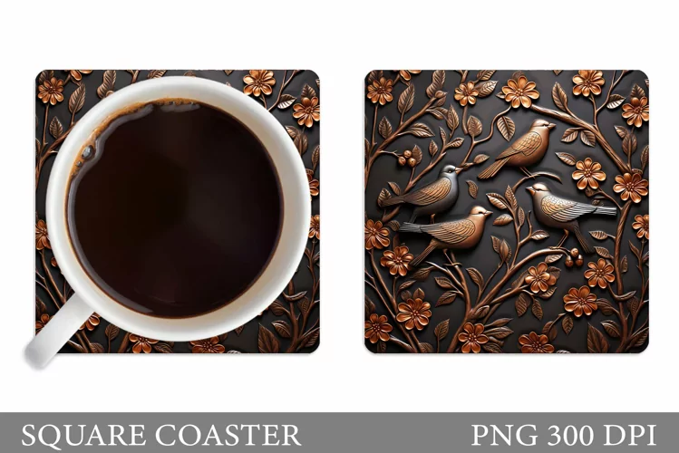 Birds Square Coaster Design. Birds Coaster Sublimation