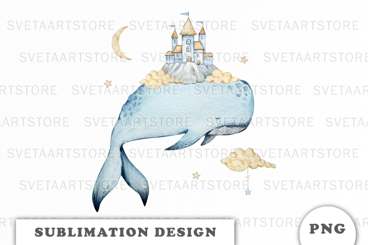 Watercolor Whale Dreams png