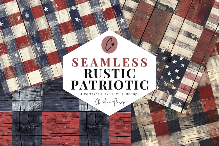 Seamless Cottagecore Patriotic Plaid Wood Digital Paper